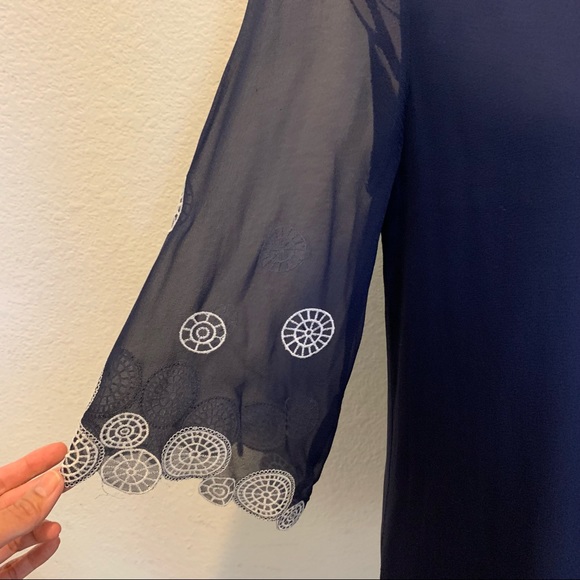 Navy Chiffon Dress. Size M - Picture 3 of 7